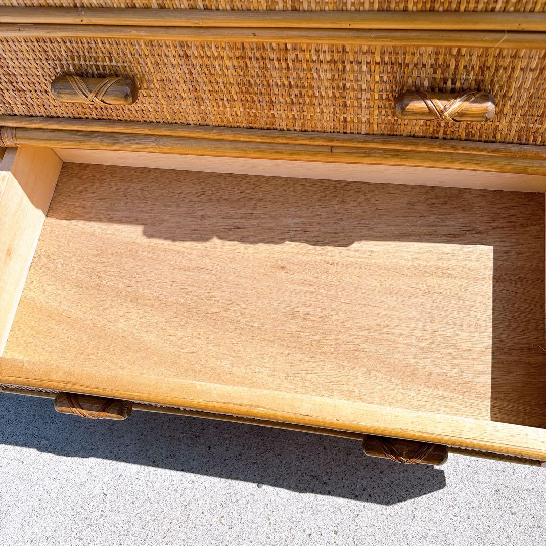 【希少家具】ラタン 籐 6段チェスト タンス ヴィンテージ