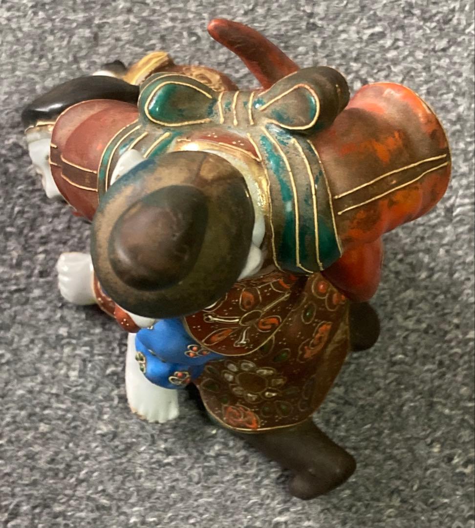 完全ジャンク品 九谷 えびす大黒 遊戯像