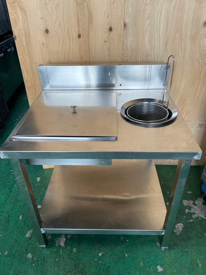 業務用食品準備作業テーブルパン粉付けテーブル、ステンレス容器とバスケット付き