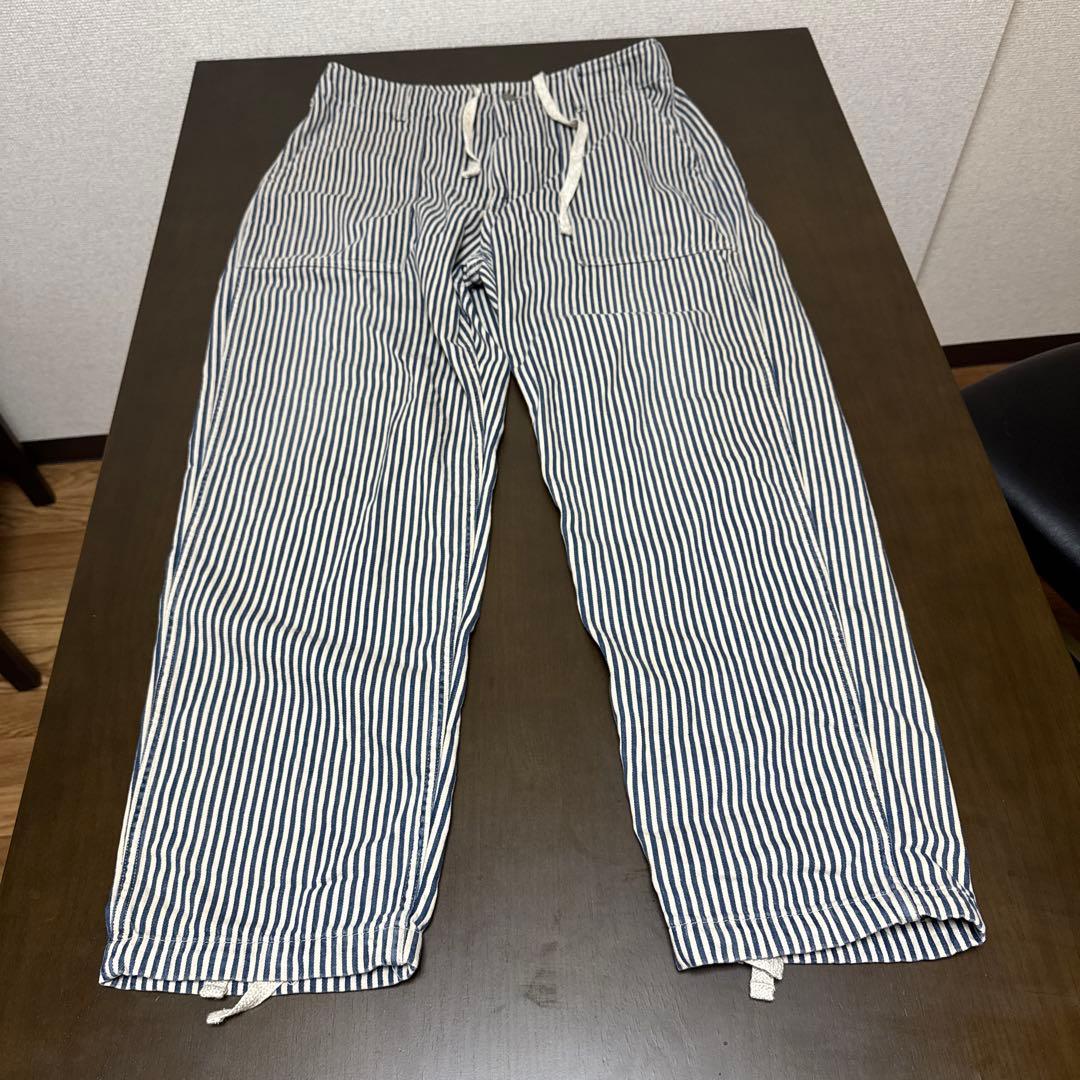 45R モンプデニムの908ベイカーパンツ　ヒッコリー柄