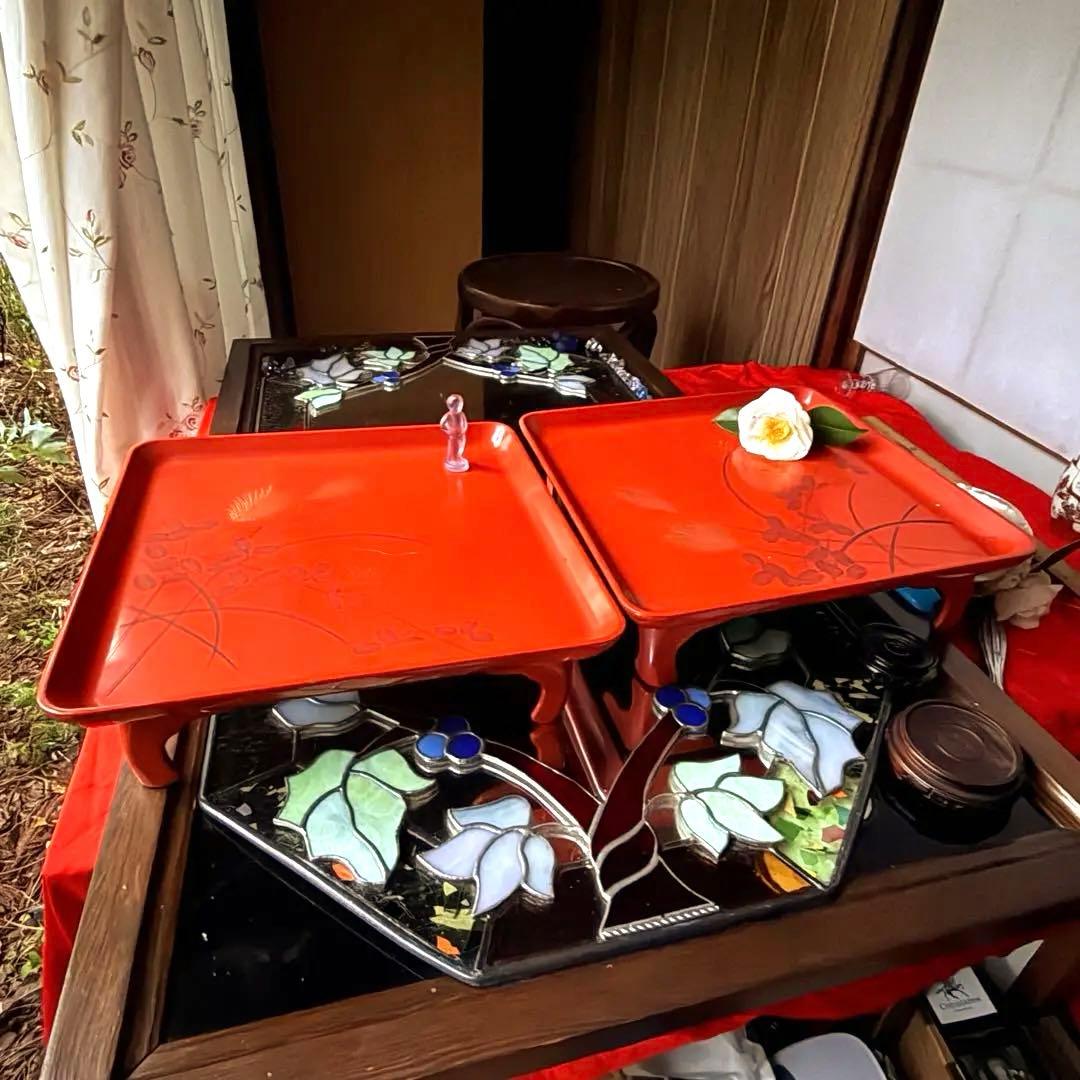 2209様感謝‼️特別価格‼️節目JAPAN GOZENGOLDすすき沈金朱御膳5客