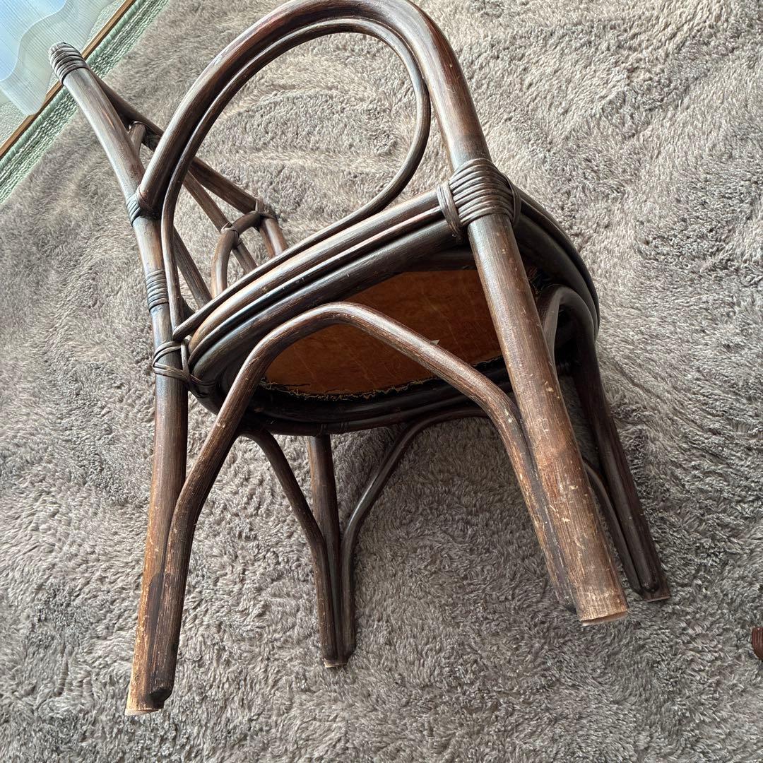 マルニ製　ラタン花柄クッション付き椅子 アンティーク　1脚