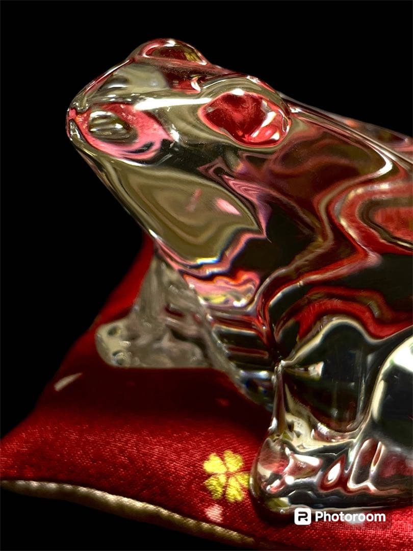 【美品】【縁起物】バカラ Baccarat カエル 置物 ペーパーウェイト