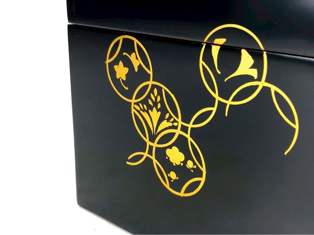 割引❣️『虎』塗師 岡本 陽斎 七宝蒔絵 黒塗 利休茶箱 共箱 （1F箱⑤）