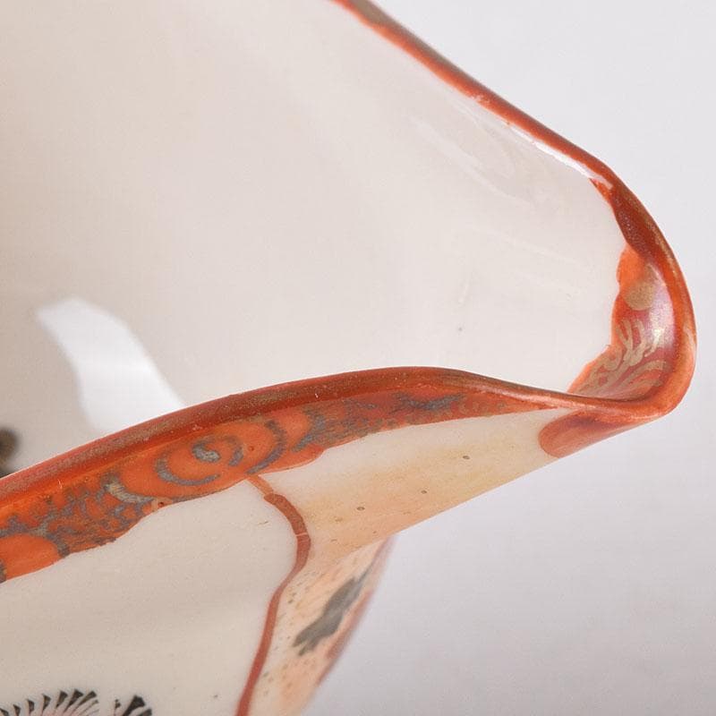 九谷焼　九谷庄三造　赤絵　煎茶碗　五客　湯冷まし　合わせ箱　V　R9020