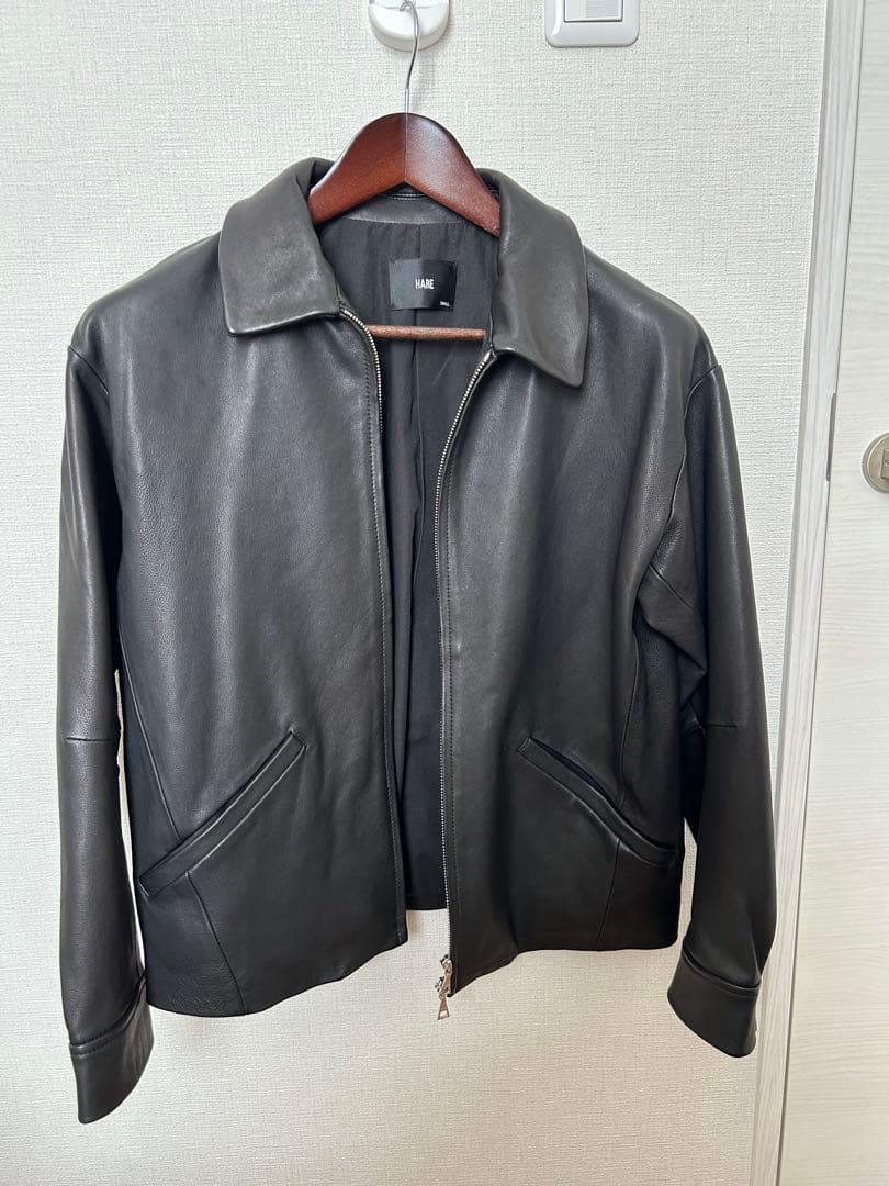 【美品】HARE ブラックレザーシングルライダースジャケット