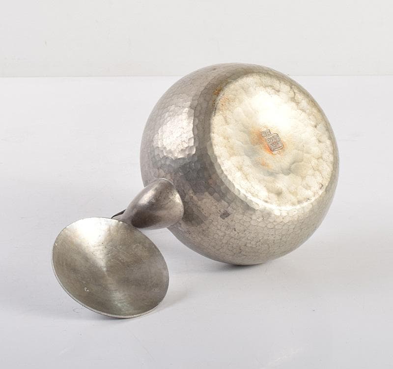 煎茶道具　純錫　鎚目　湯沸　急須　在銘　M　R4921