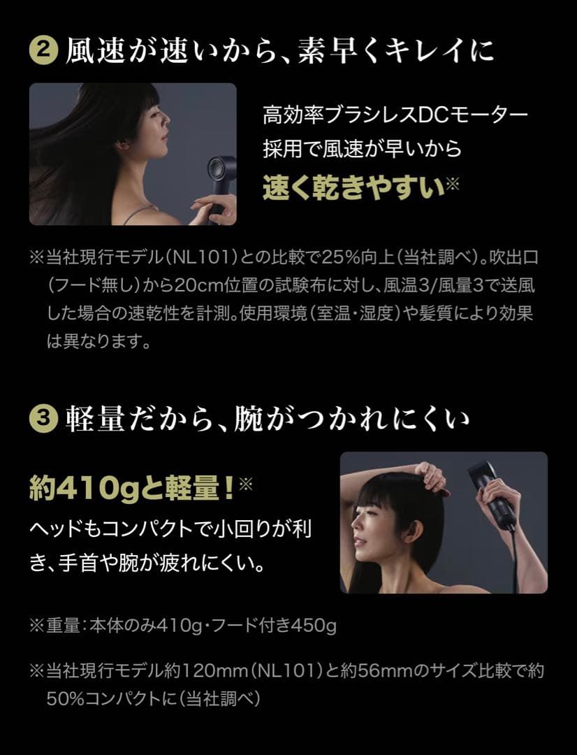 ニトリ　高濃度マイナスイオン　ヘアケアドライヤー　NY281 DGY