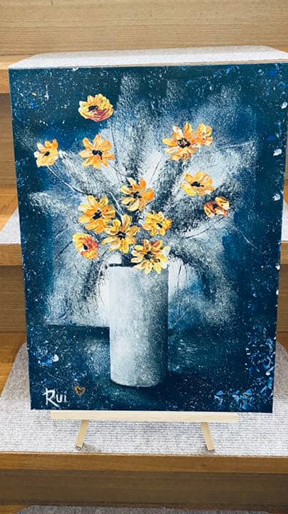 アクリル油絵《花》