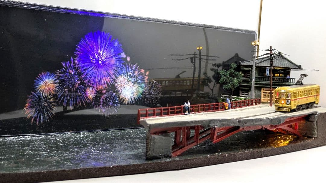 ジ*番様 Nゲージ・情景ジオラマ【橋から眺める花火…】