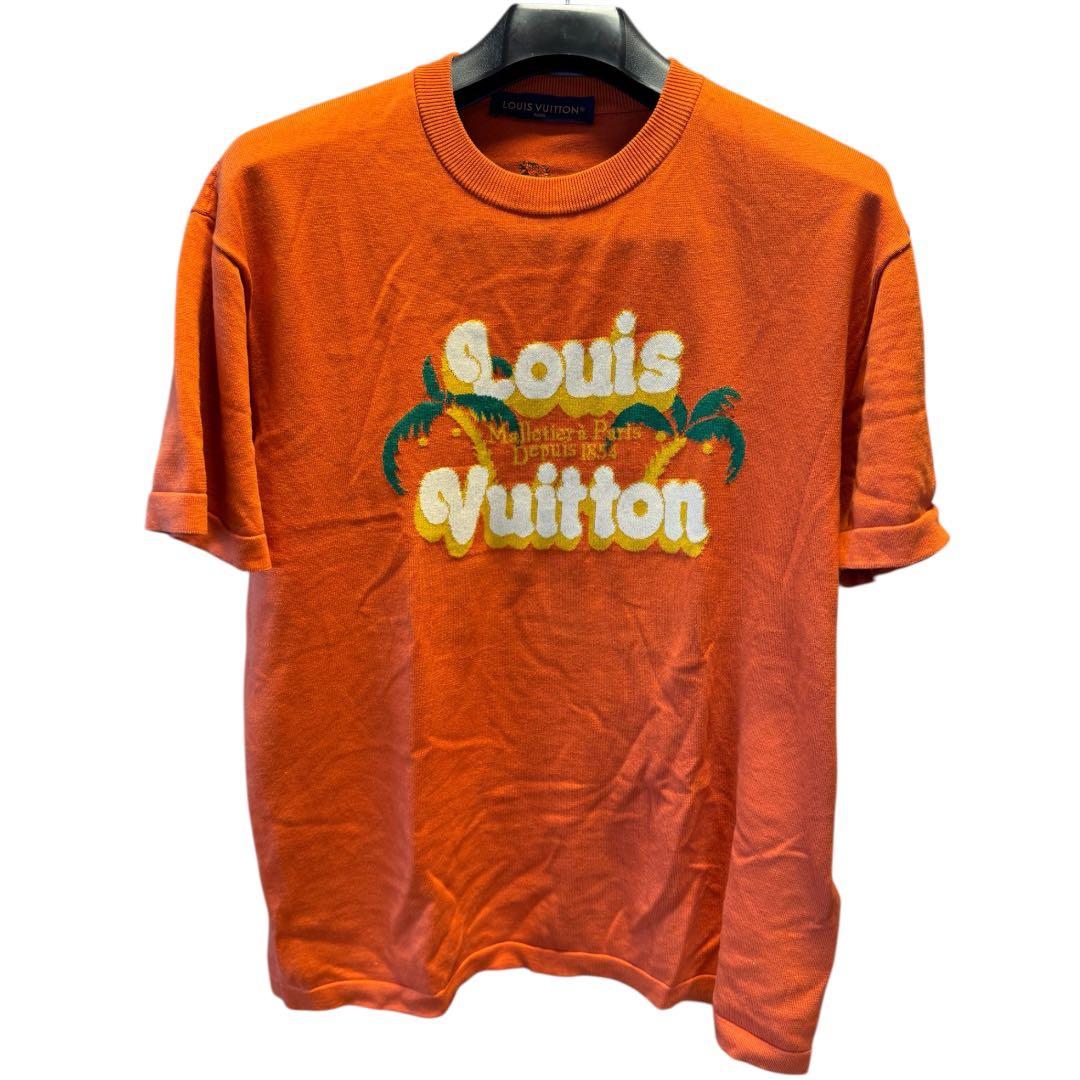 LOUIS VUITTON ヴィトン ロゴ ニットTシャツ オレンジM 正規品