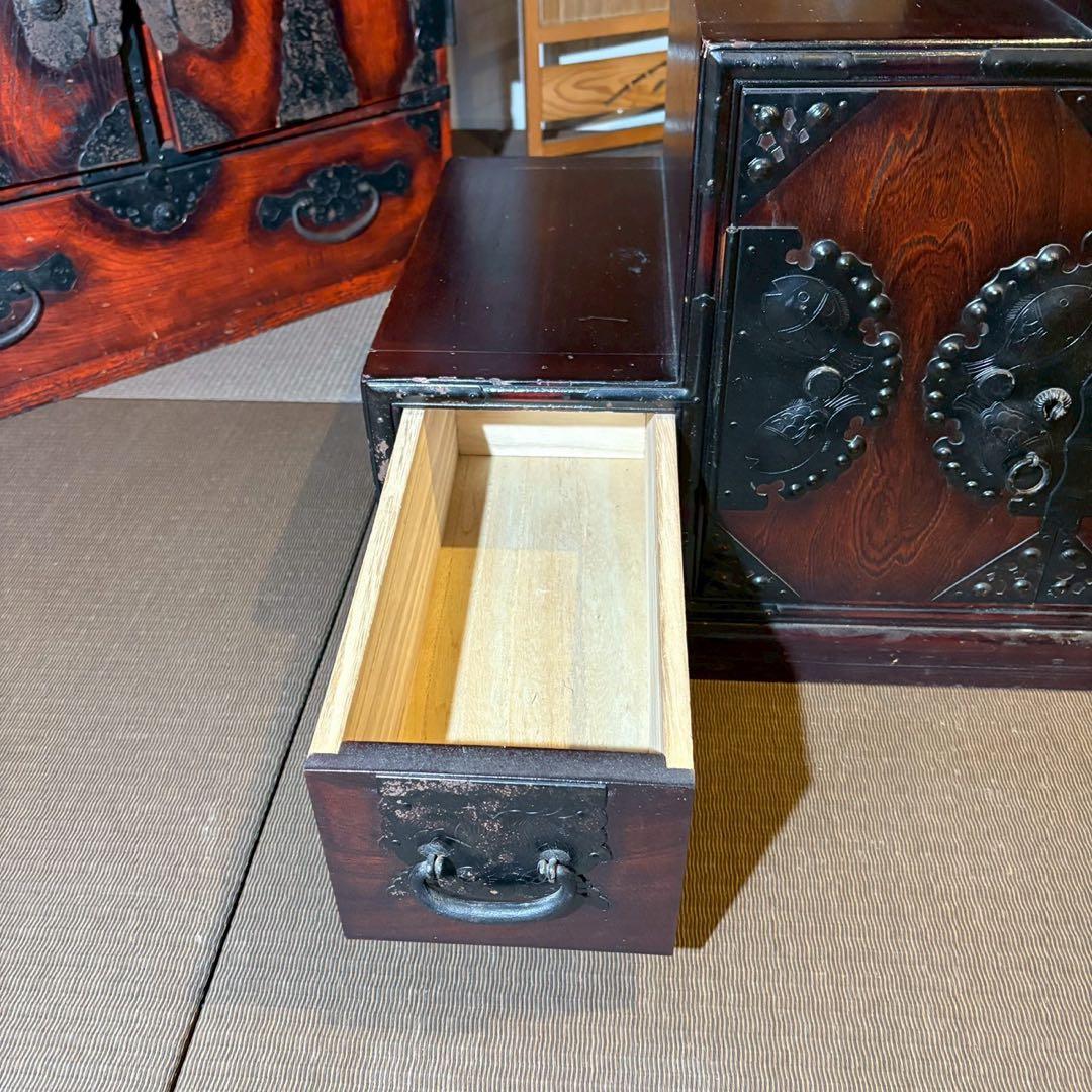 階段箪笥　6段　飾り金具　時代箪笥　伝統家具　和家具　和箪笥　民芸家具