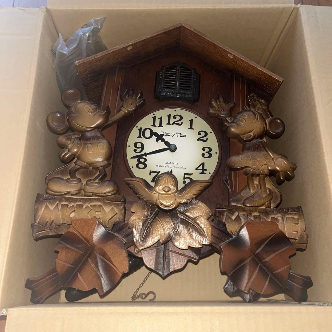 時計 SEIKO ／希少 木彫り アンティーク ディズニータイム