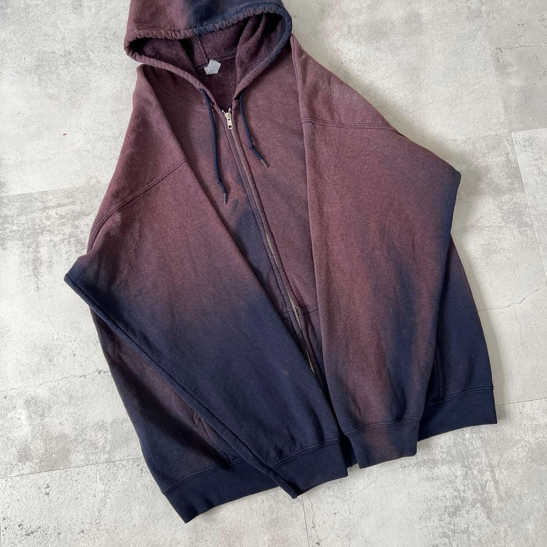 そ*ら様 一点物 Boro　鬼フェード　ボロ パーカー　ジップアップ　パープル×