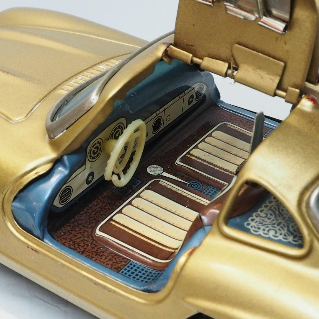 バンダイ メルセデスベンツ300SLリペイント金リモコン欠tinブリキcar箱無