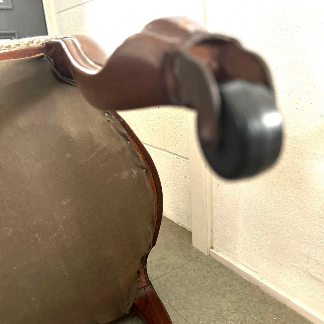 値下げ❗️アンティーク　イギリス　バルーンバックチェア　キャスター付き　ゴブラン織