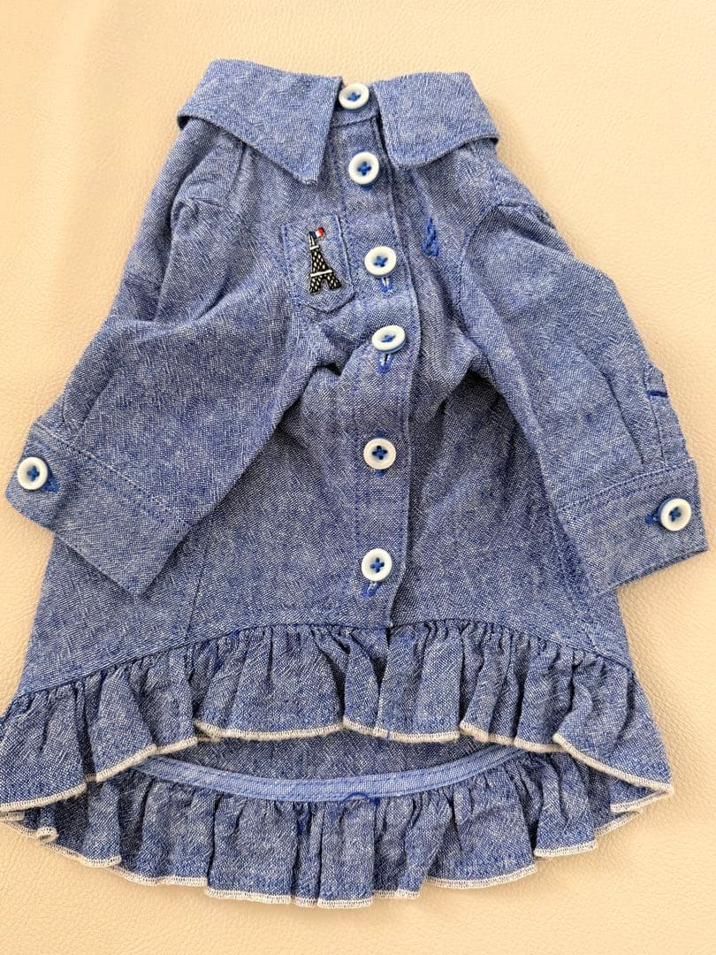 犬服 ateliergg アトリエgg デニム ワンピース 長袖 ブルー