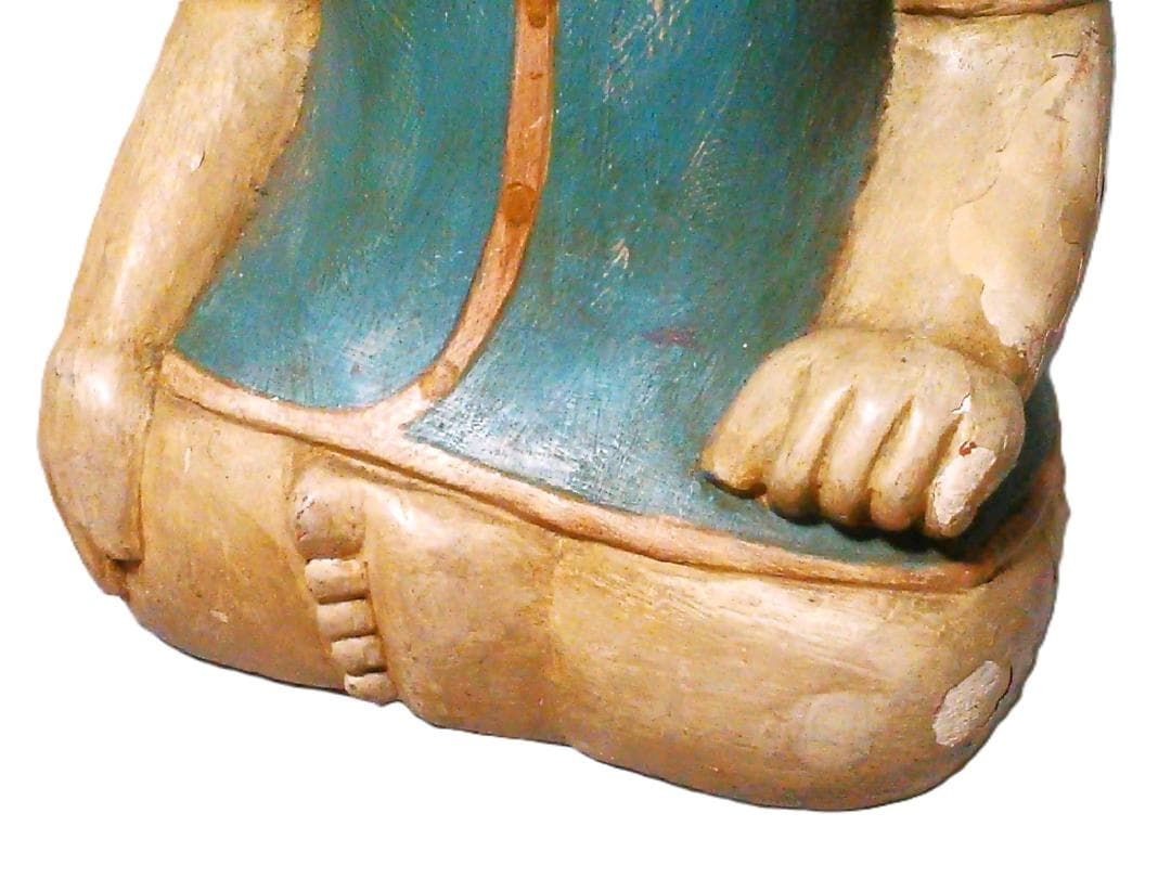 【 稀少大型　彩色唐子像 】　伝統彫刻　一木彫り