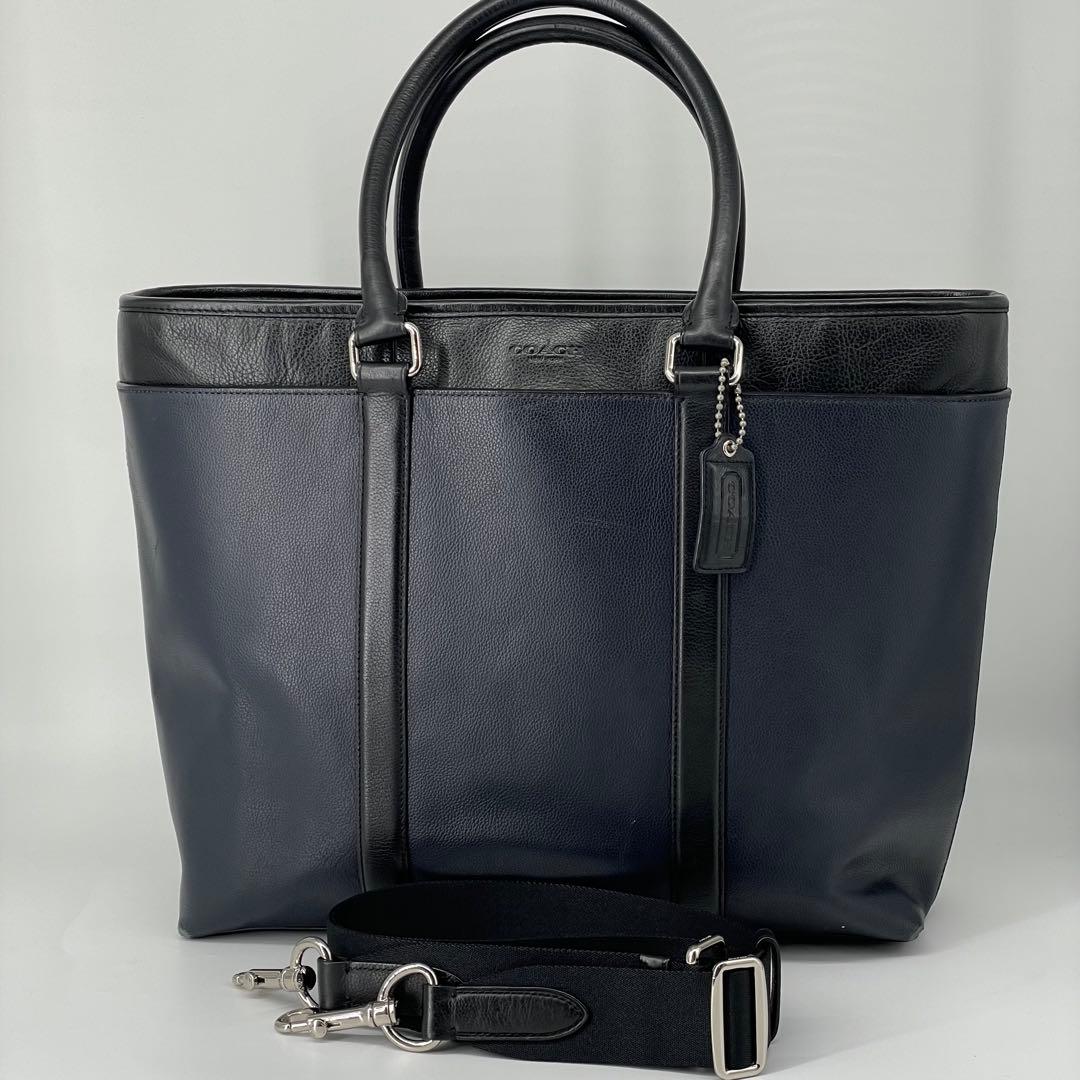 COACH コーチ ビジネスバッグ トートバック2way A4 ブラックネイビー