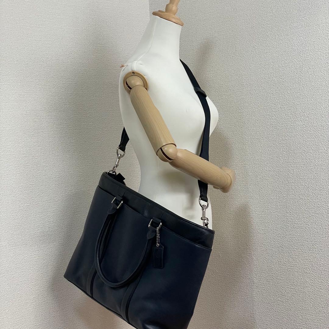 COACH コーチ ビジネスバッグ トートバック2way A4 ブラックネイビー