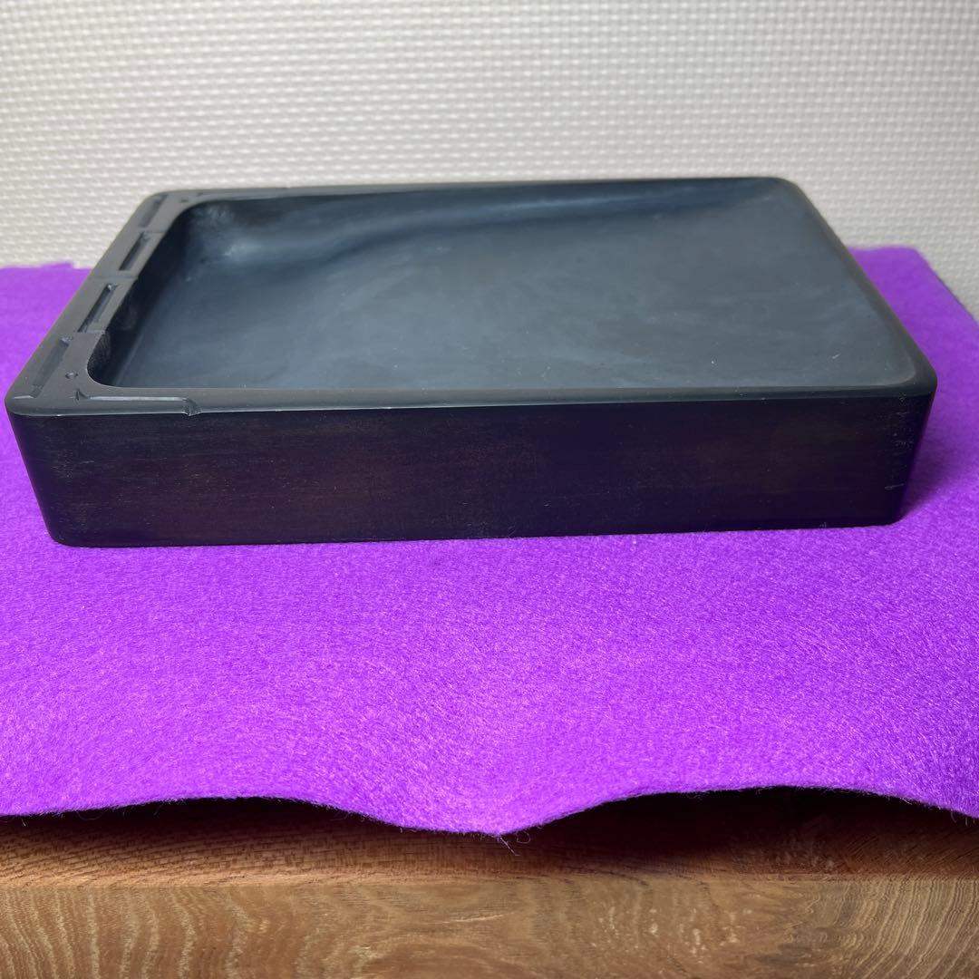 ⭕️雨畑硯　芳龍閣硯舗　風字様硯　四六大　石紋綺麗　墨1サービス　スッキリ気品大