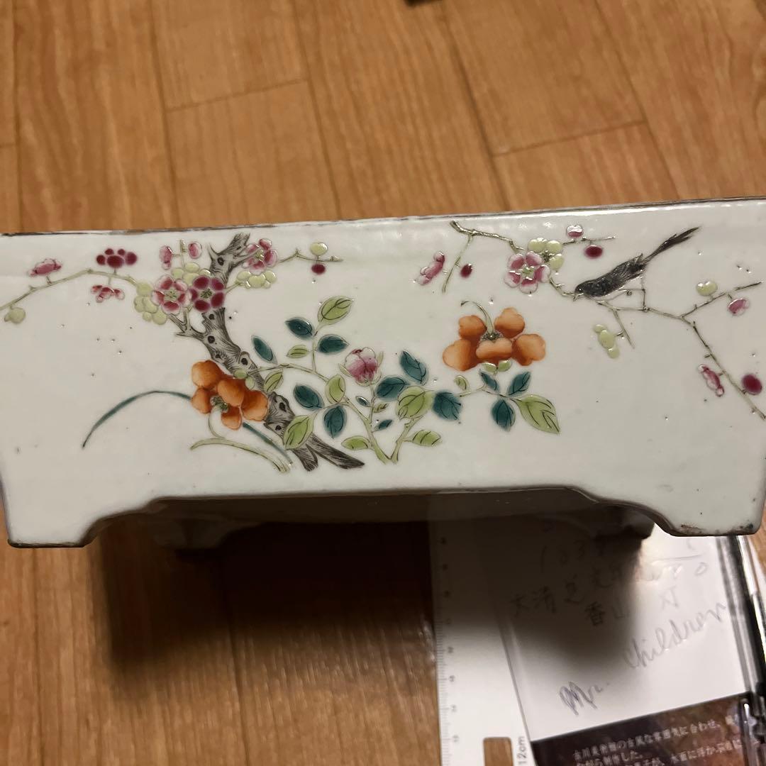 超希少　アンティーク水盤　中国骨董　陶芸長方花器　生花