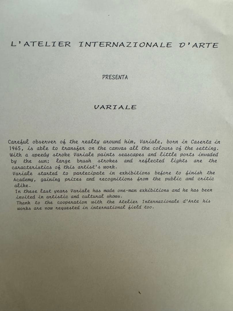 ORIGNIAL Enrico Varriale 夏のアマルフィー港　油彩