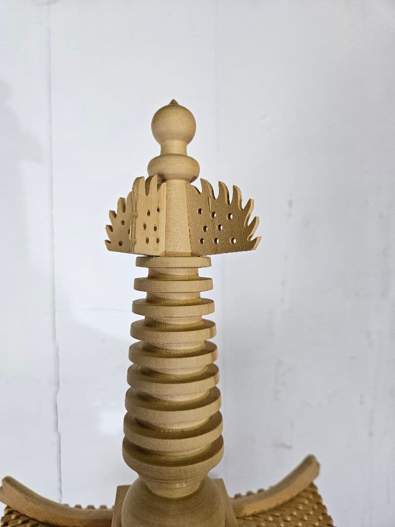 彫刻家 黄賢富 作 五重塔 総檜製 緻密彫り 木製 天然木 置物 オブジェ 大型