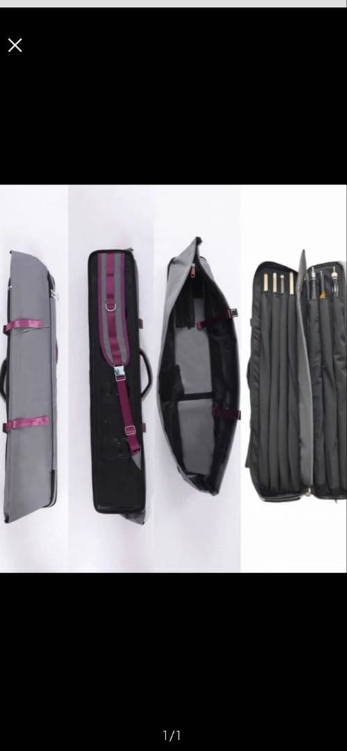 ビリヤードキューケース グレー ストラップ付き