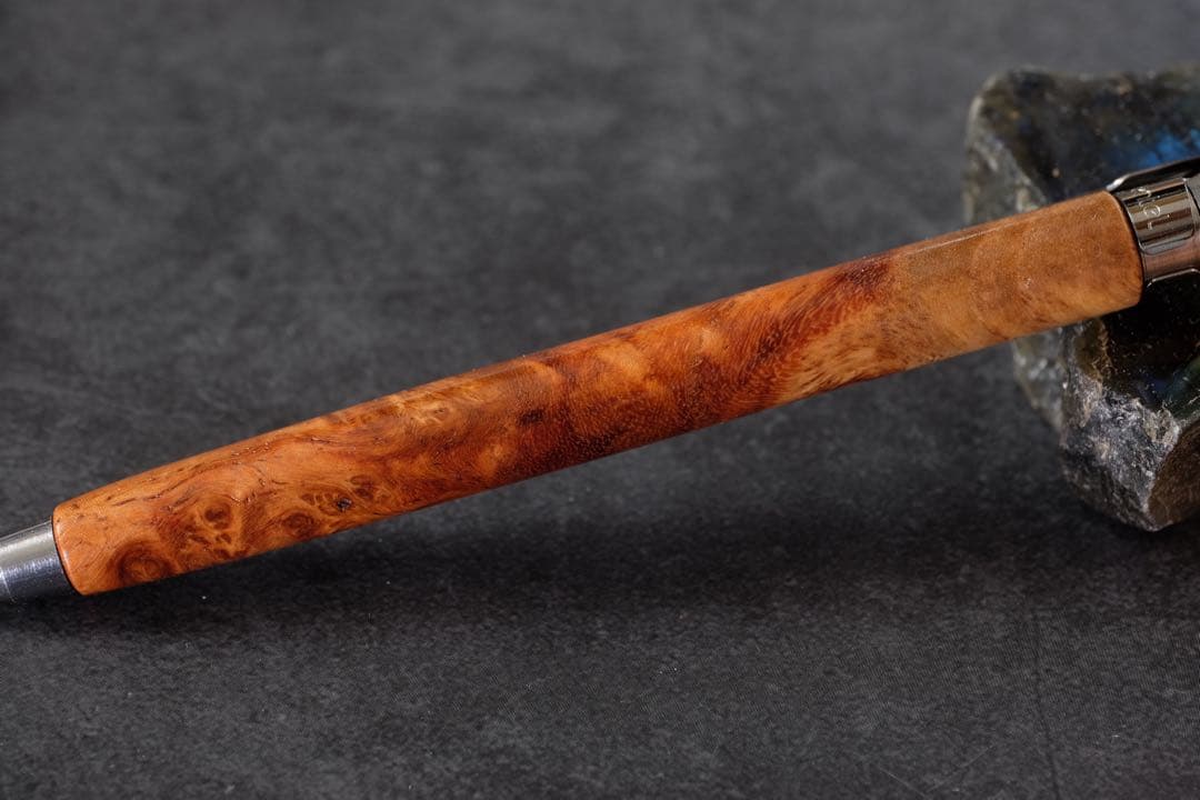 PG5木軸カスタム0222　高村杢工房 製図用シャープペンシル　花梨瘤紅白