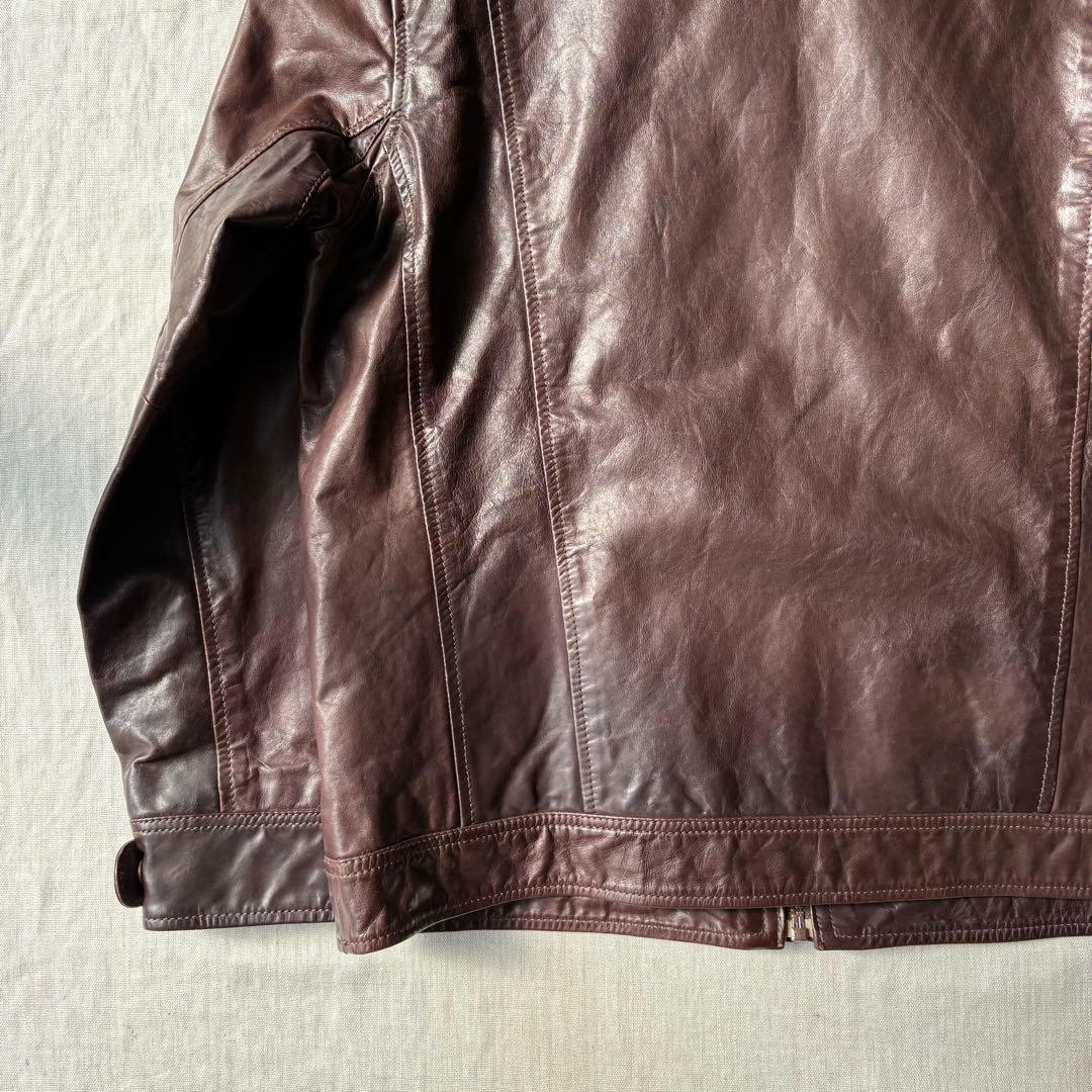 TIMBERLAND ティンバーランド ブラウン 牛革 レザージャケット XL