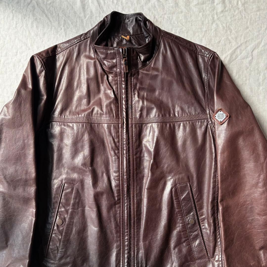 TIMBERLAND ティンバーランド ブラウン 牛革 レザージャケット XL