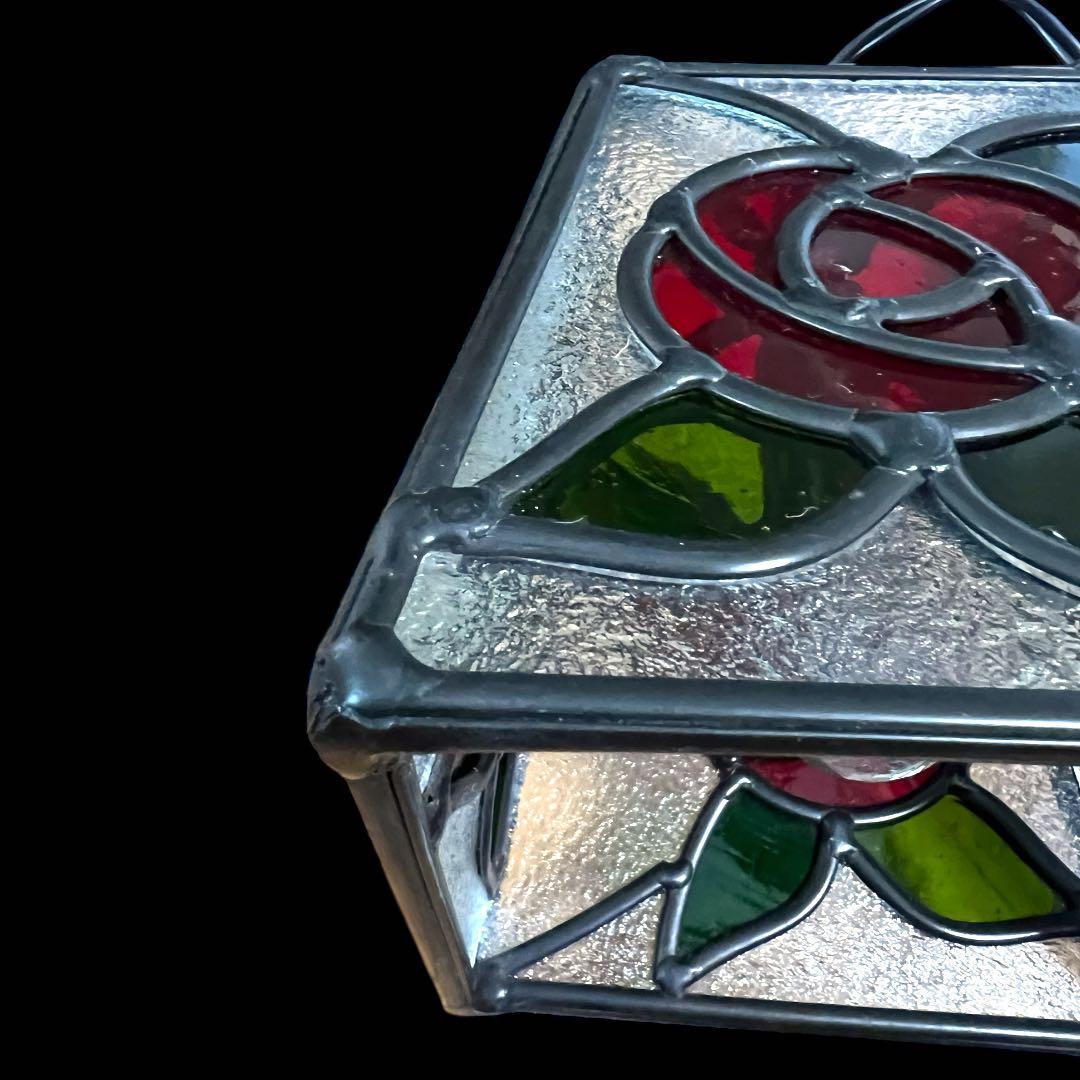 鸛《美品》アンティーク雑貨 昭和レトロ ステンドグラス 薔薇 ペンダントライト