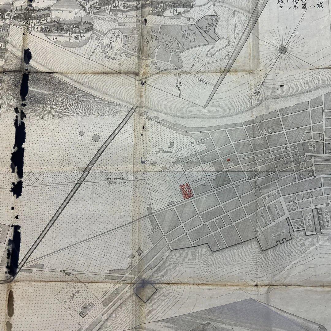 明治24年、「函館実地明細絵図」岐阜県平民、川瀬善一発行、銅版刻72×102cm
