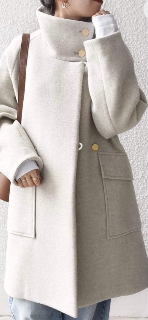 新品　SHIPS any: カシミヤ ミックス スタンドカラー ミドル コート