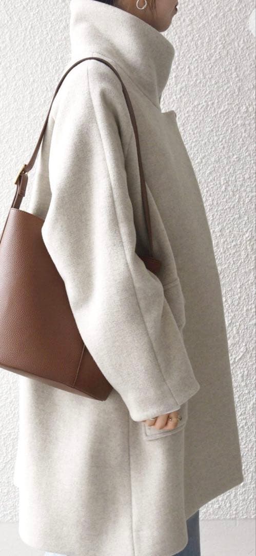 新品　SHIPS any: カシミヤ ミックス スタンドカラー ミドル コート