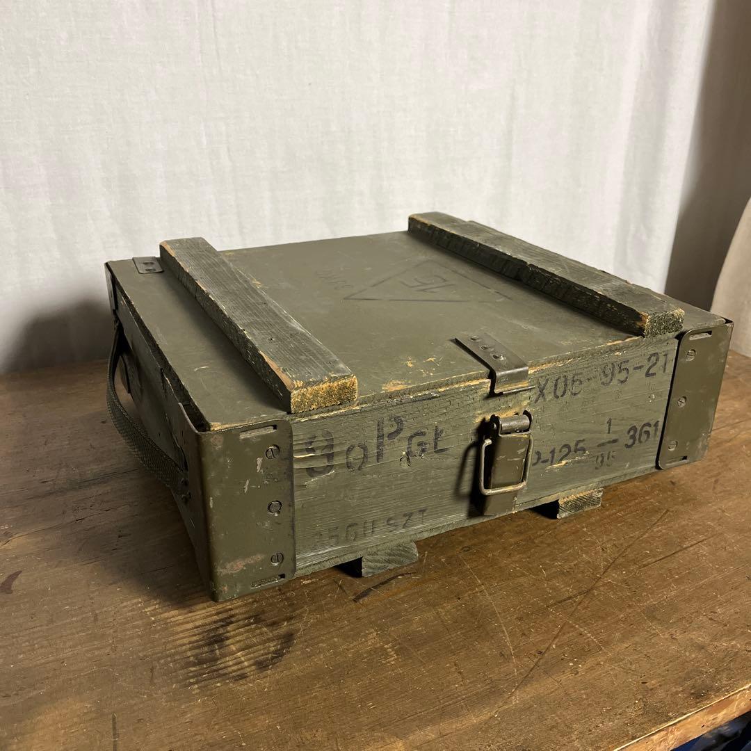 ユーロミリタリー実物◾️木製ボックス キャリーケース アンモボックス 収納ボックス