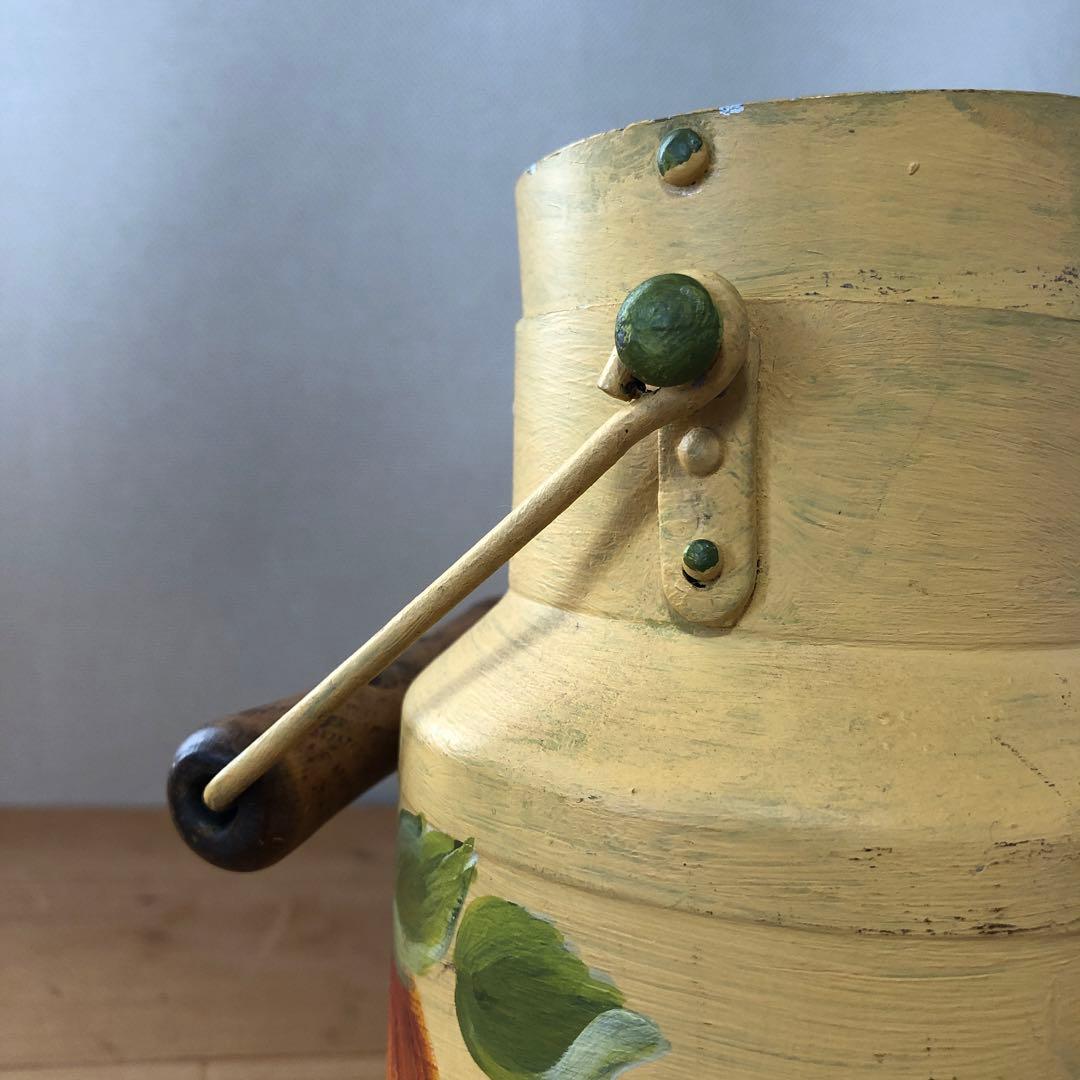 ペイントされた古いミルク缶　アンティーク　フランス　アート　一点物　no.183