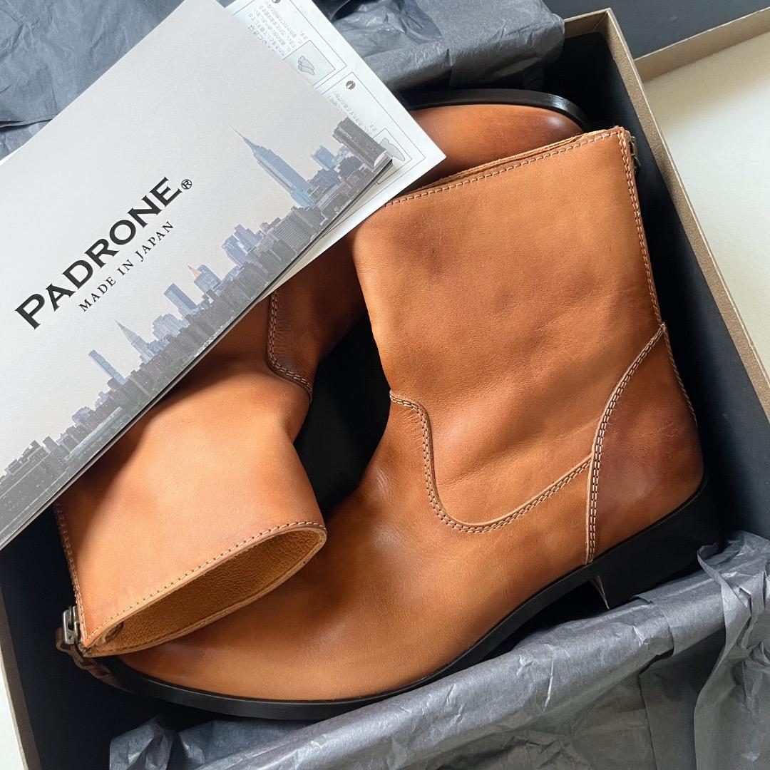 新品 PADRONE バックジップ ブーツ レザー シューズ EDWARD 革靴