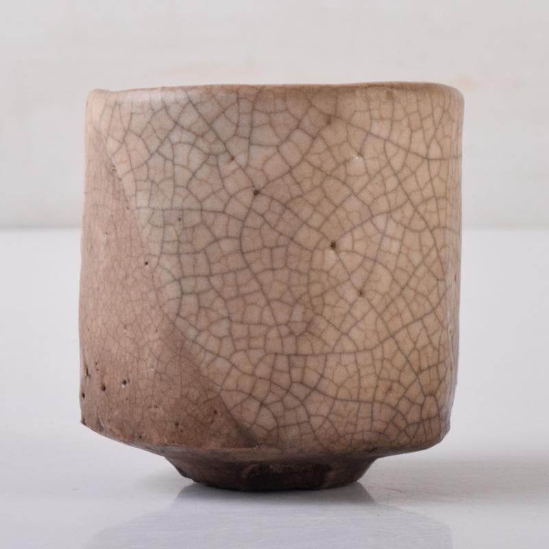 志野焼　古志野　面取ぐい呑　酒盃　時代箱付　C　7782