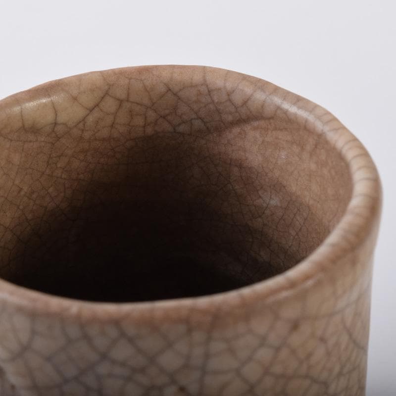 志野焼　古志野　面取ぐい呑　酒盃　時代箱付　C　7782