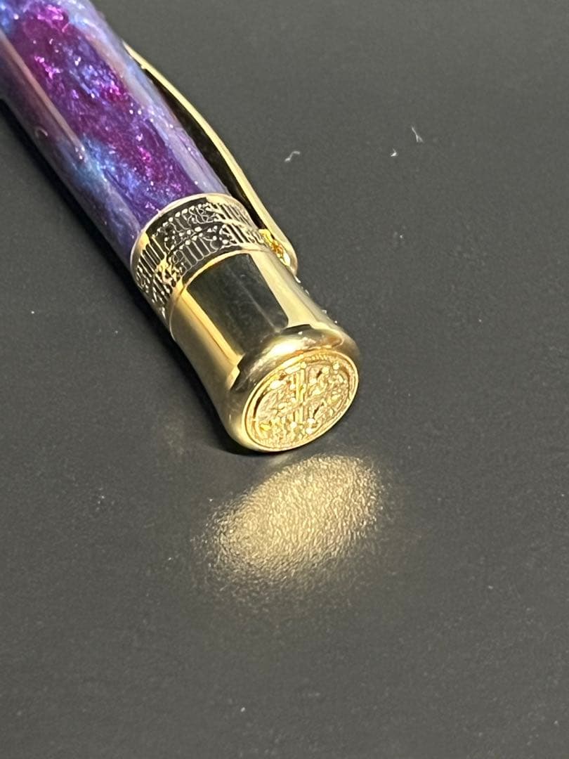 ボールペン ギャラクシー レジン 紫 ハンドメイド 高級ボールペン