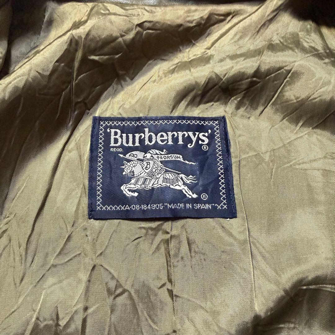 80s Burberry バーバリー シングルレザージャケット オリーブ 41