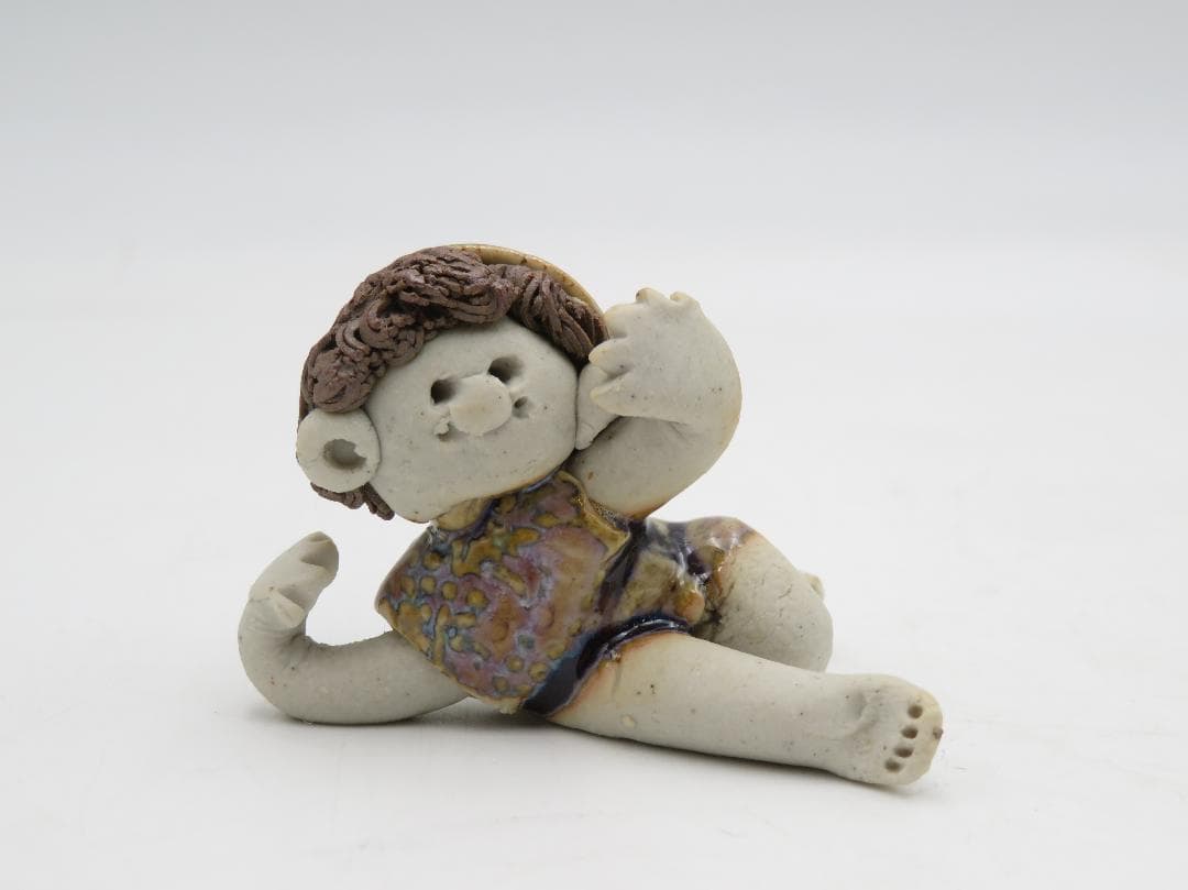 青芳人形 4点セット 陶器人形 森元青芳 砥部焼 オブジェ 置物 インテリア