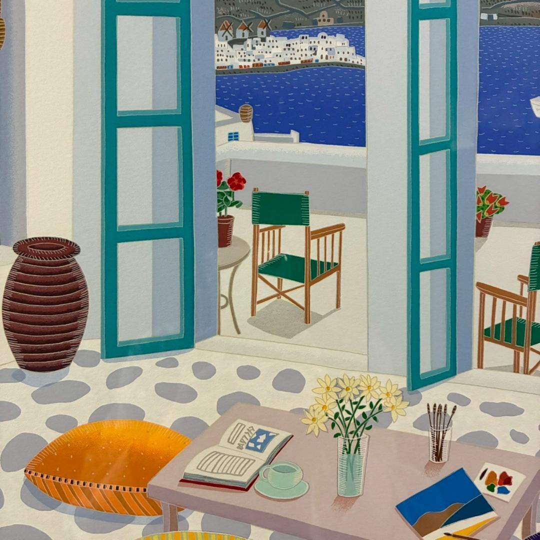 美品トーマス・マックナイト「Aegean～」シルクスクリーン 直筆サイン入 額装