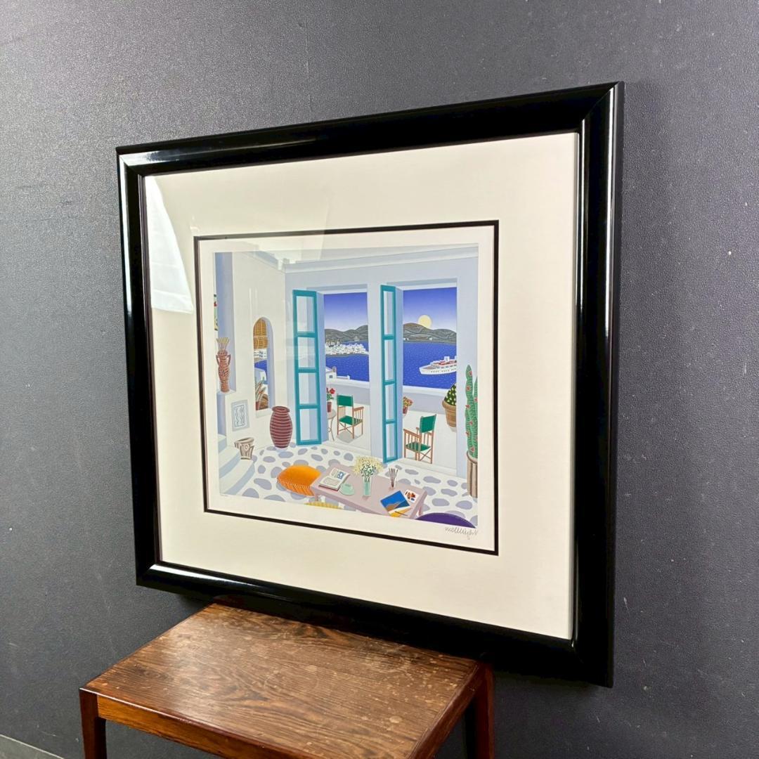 美品トーマス・マックナイト「Aegean～」シルクスクリーン 直筆サイン入 額装