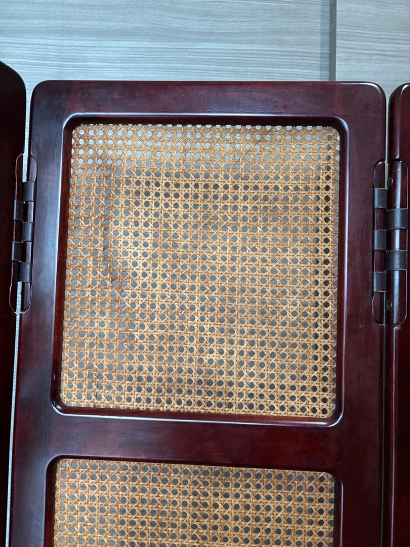 カリモク家具　オールドカリモク　ラタンパーテーション