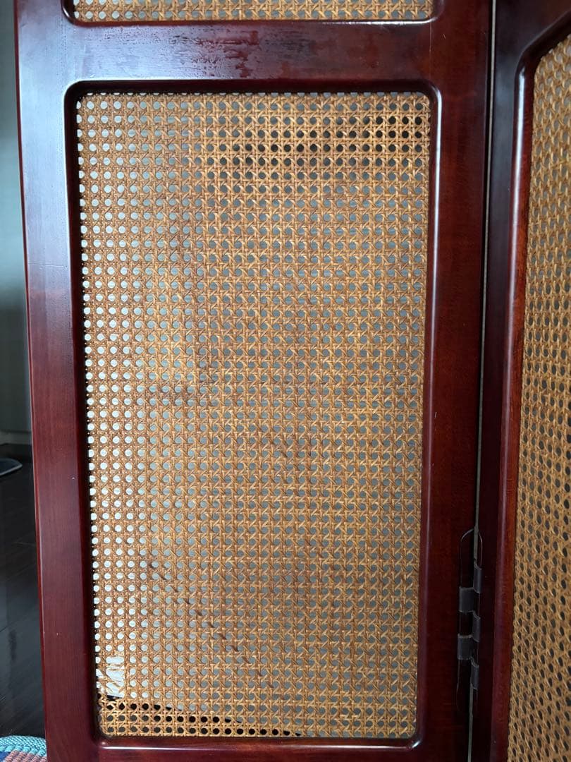 カリモク家具　オールドカリモク　ラタンパーテーション