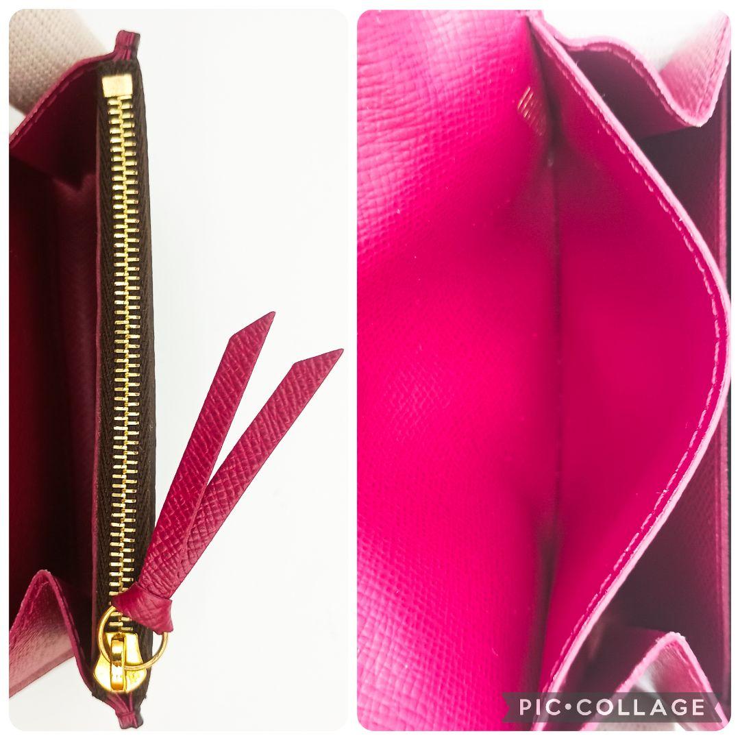 【美品S】ルイヴィトン　ポルトモネロザリ　モノグラム　フューシャ　ケース