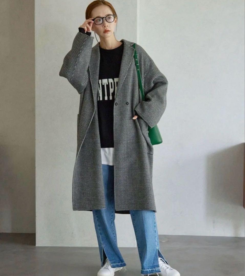 SLOBE IENA HAMILTONダブルフェイスウールロングコート　チェック